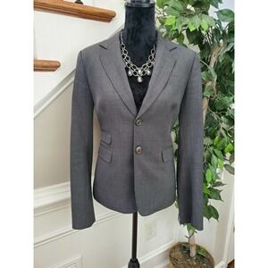 Dsquared2 Women's Solid Gray Wool Long Sleeve Single Breasted Blazer Size 46